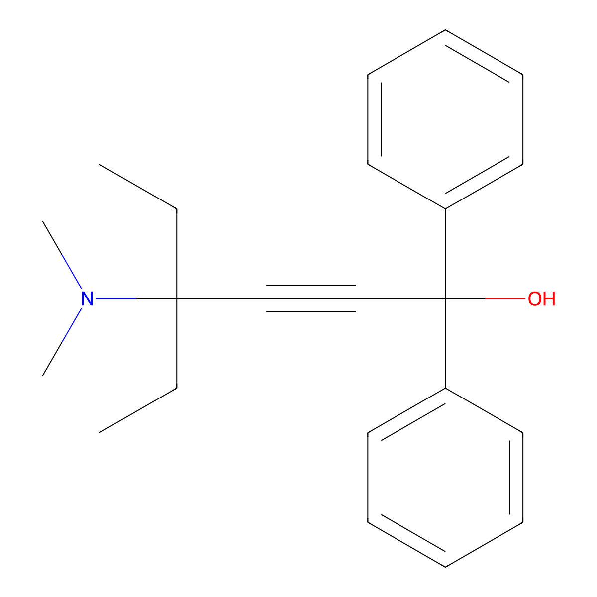4-(Dimethylamino)-4-ethyl-1,1-diphenylhex-2-yn-1-ol molecular structure, CAS 16628-36-7