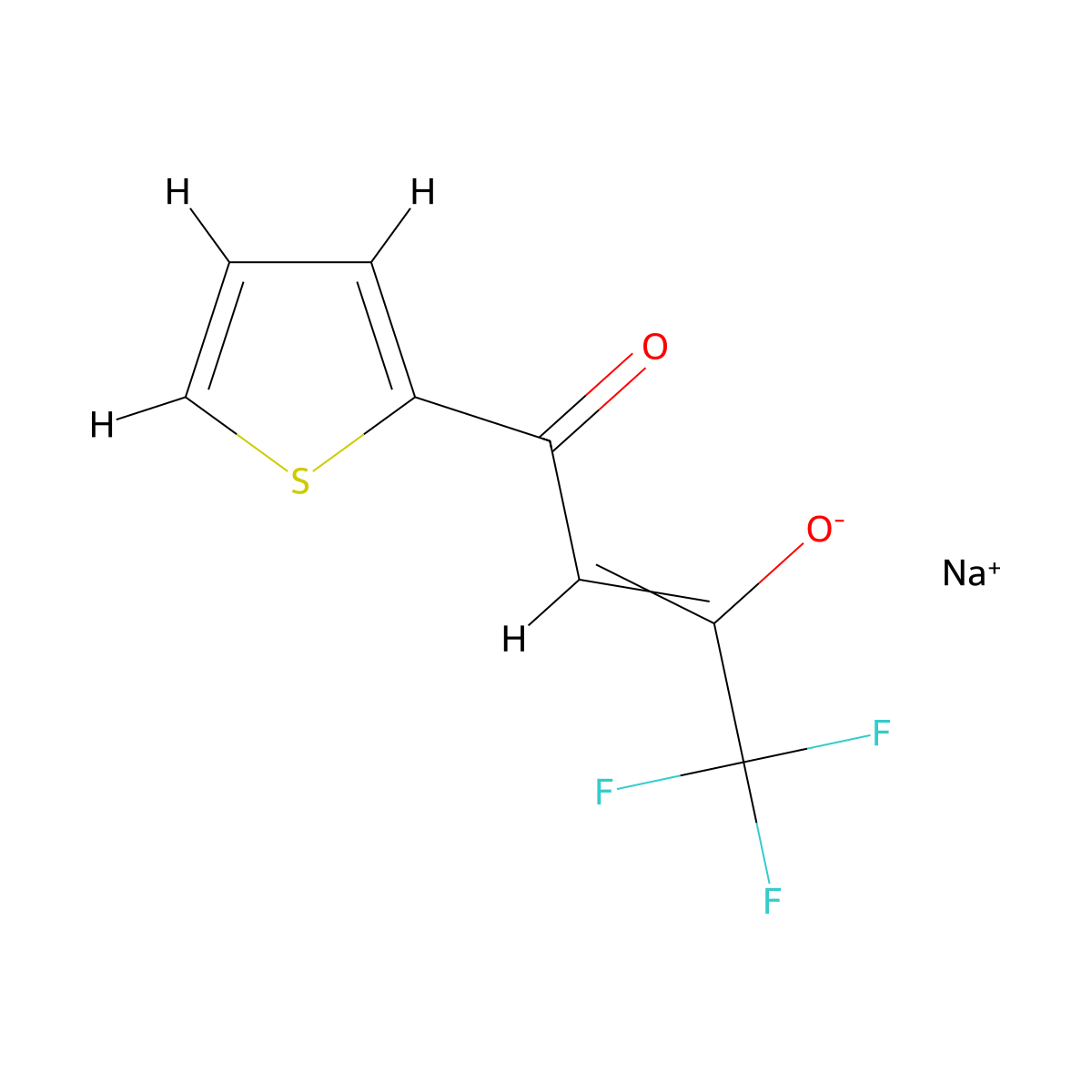(2Z)-4,4,4-trifluoro-3-hydroxy-1-(2-thienyl)but-2-en-1-one, sodium salt molecular structure, CAS 16629-50-8