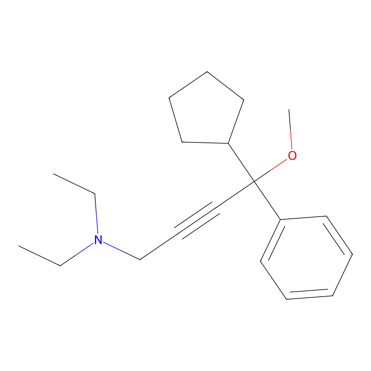 4-cyclopentyl-N,N-diethyl-4-methoxy-4-phenylbut-2-yn-1-amine molecular structure, CAS 16629-67-7