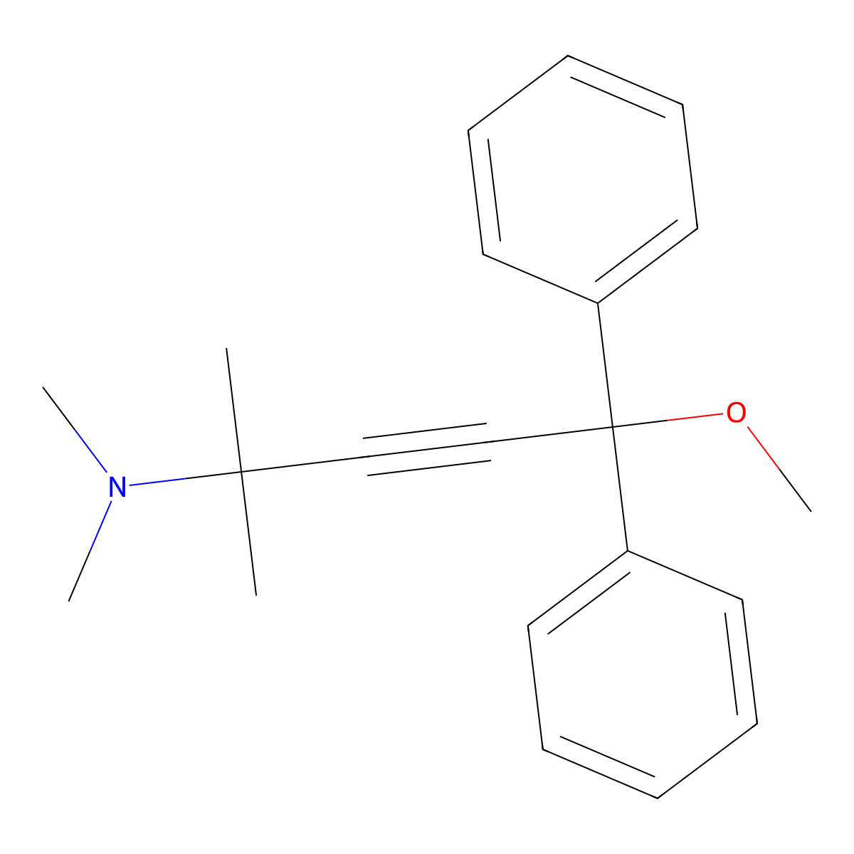5-methoxy-N,N,2-trimethyl-5,5-diphenylpent-3-yn-2-amine molecular structure, CAS 16629-70-2