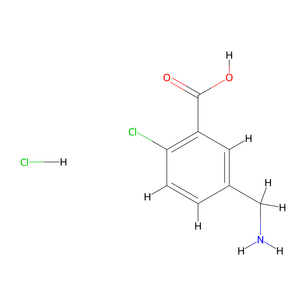 5-(Aminomethyl)-2-chlorobenzoic acid hydrochloride molecular structure, CAS 1663-21-4