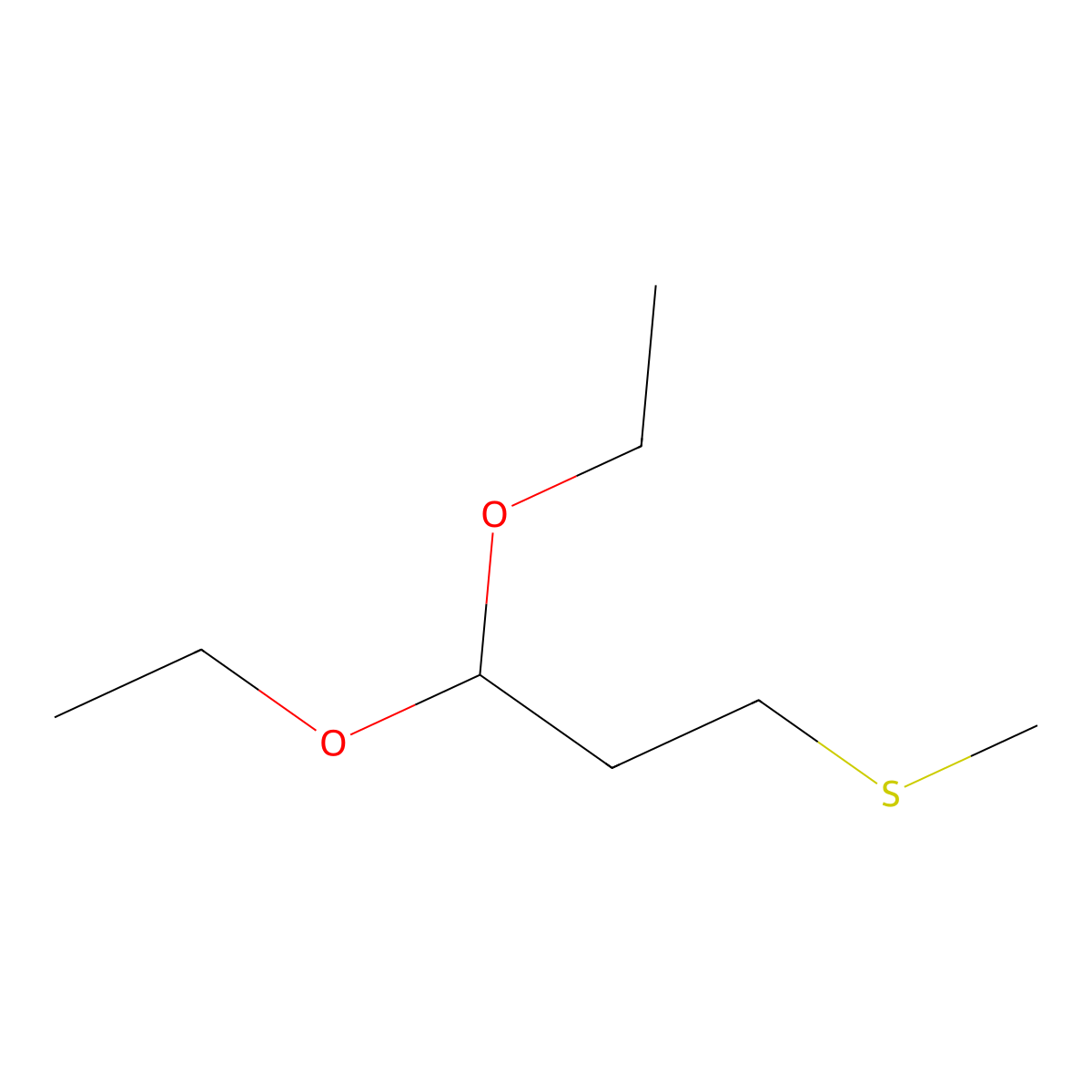 Methional diethyl acetal molecular structure, CAS 16630-61-8