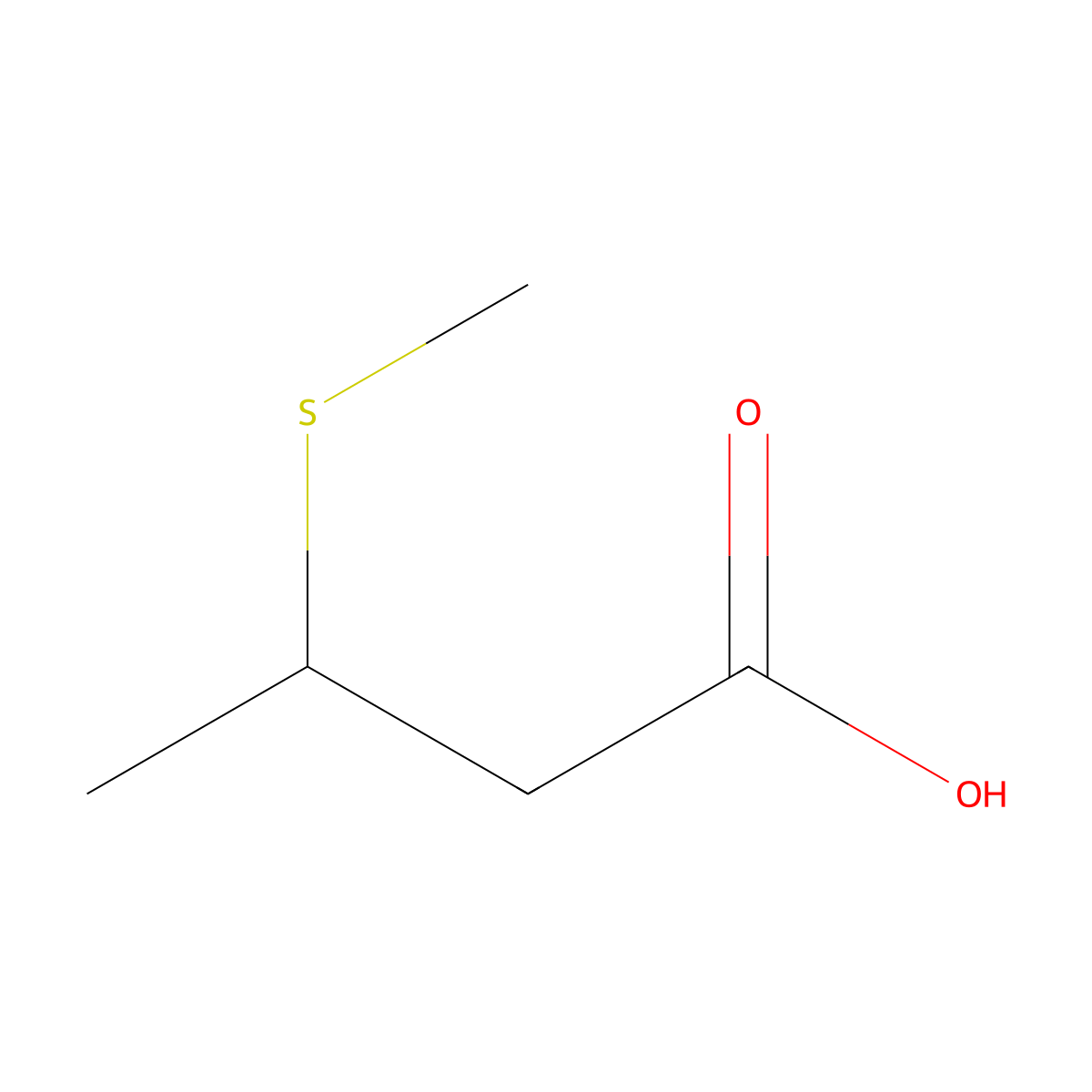 Butanoic acid, 3-(methylthio)- molecular structure, CAS 16630-65-2