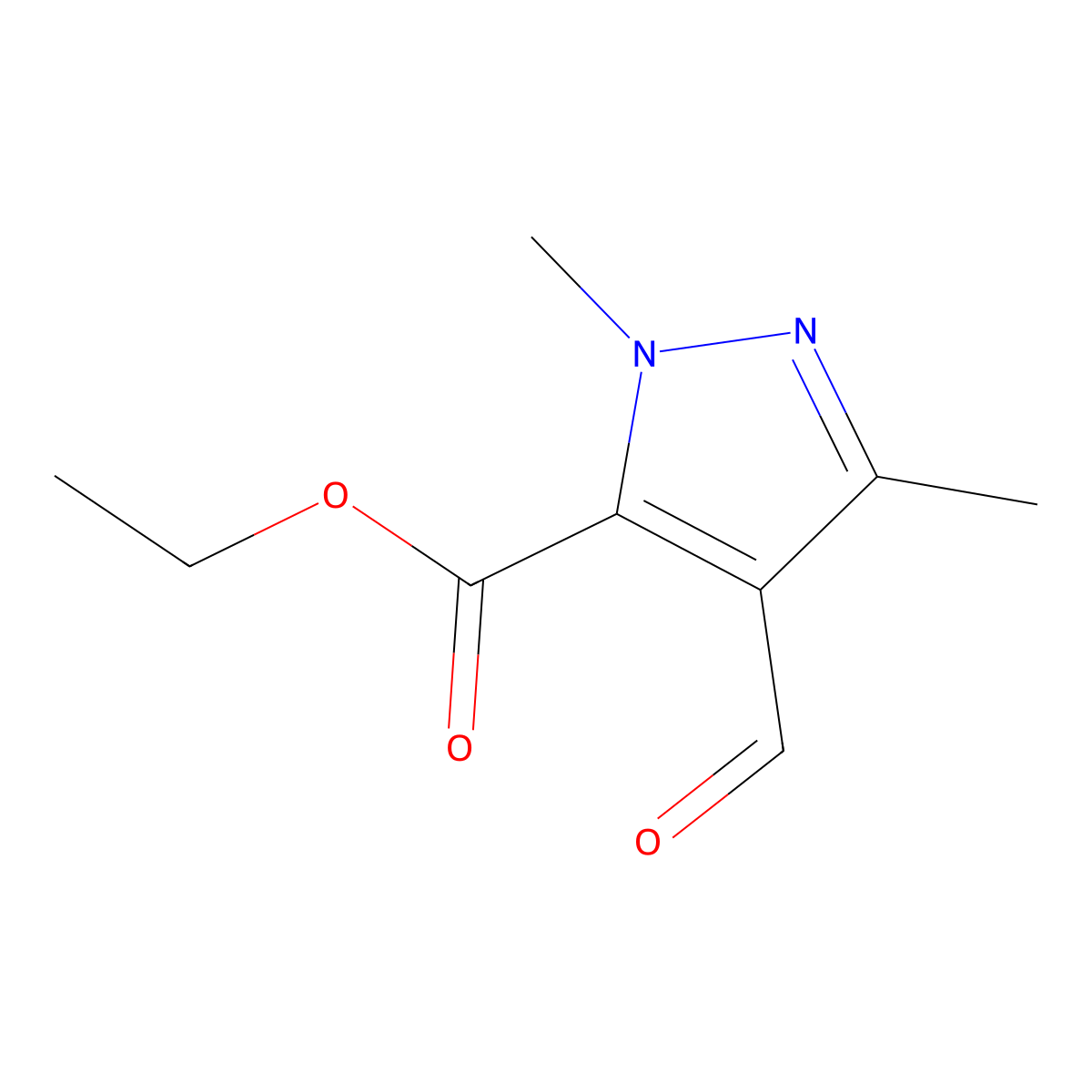 Ethyl 4-formyl-1,3-dimethyl-1H-pyrazole-5-carboxylate molecular structure, CAS 166313-50-4