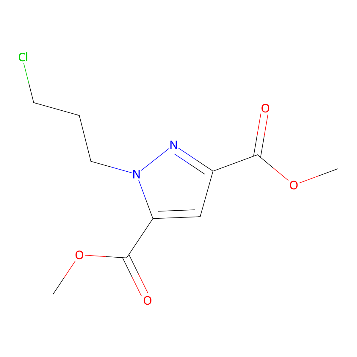 dimethyl 1-(3-chloropropyl)-1H-pyrazole-3,5-dicarboxylate molecular structure, CAS 166324-92-1