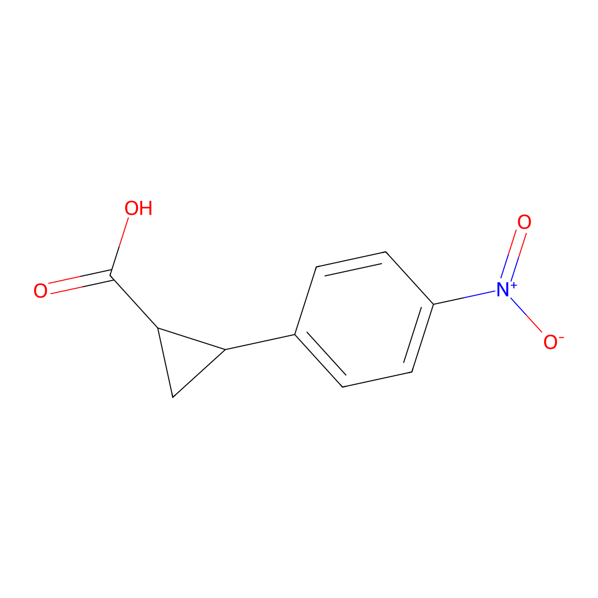 rac-(1R,2R)-2-(4-nitrophenyl)cyclopropane-1-carboxylic acid molecular structure, CAS 16633-46-8