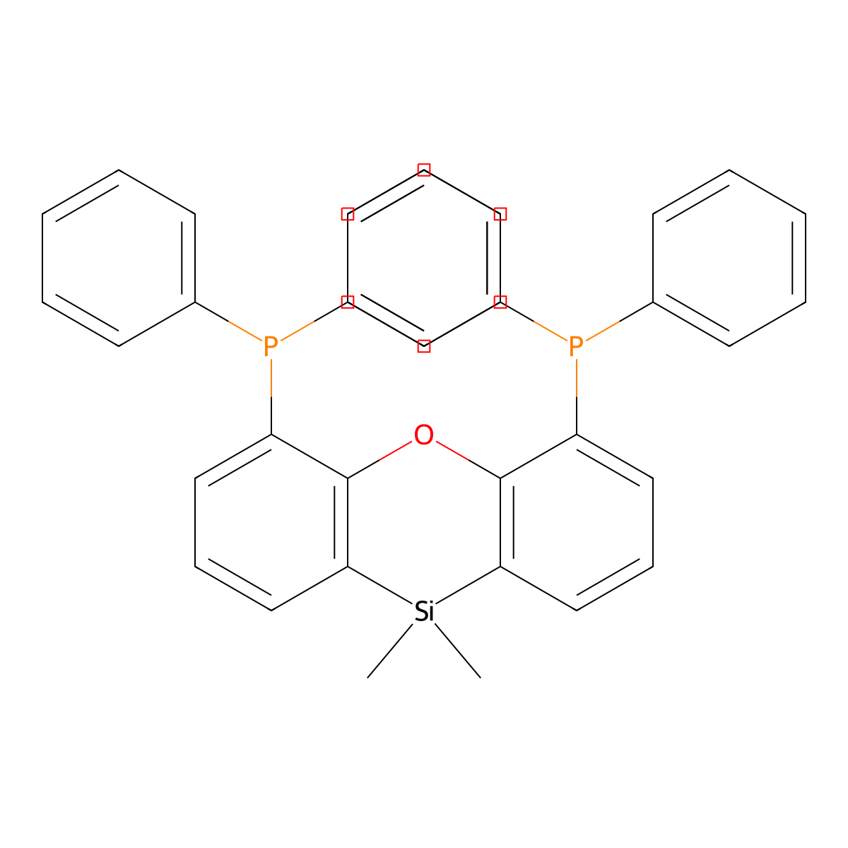 (10,10-Dimethyl-10H-dibenzo[b,e][1,4]oxasiline-4,6-diyl)bis(diphenylphosphine) molecular structure, CAS 166330-11-6