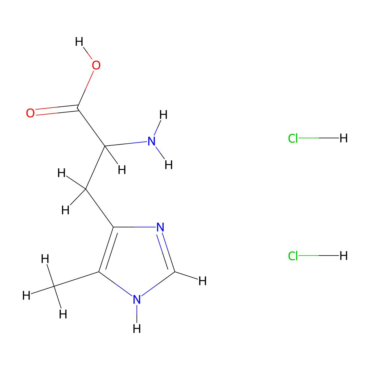 2-amino-3-(4-methyl-1H-imidazol-5-yl)propanoic acid dihydrochloride molecular structure, CAS 166331-05-1