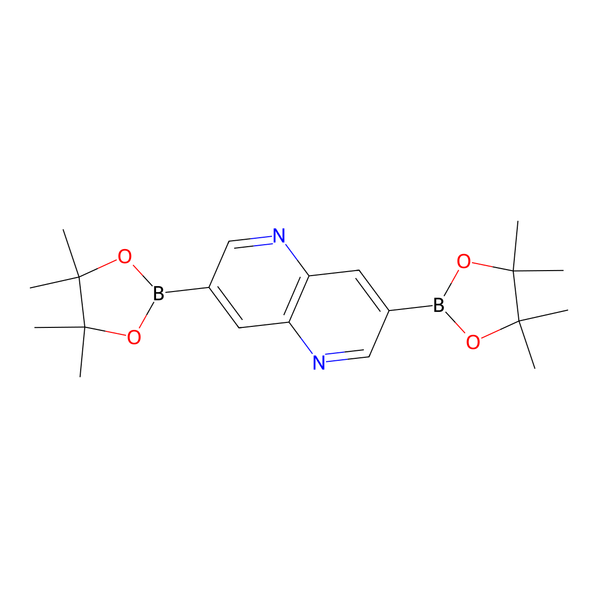 3,7-Bis(4,4,5,5-tetramethyl-1,3,2-dioxaborolan-2-yl)-1,5-naphthyridine molecular structure, CAS 1663470-21-0