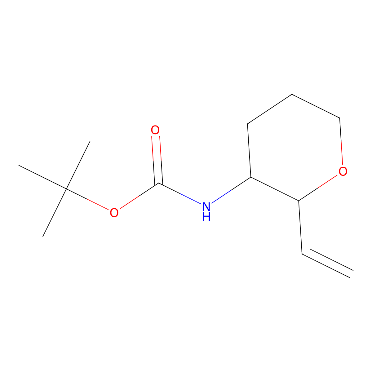 rac-tert-butyl N-[(2R,3S)-2-ethenyloxan-3-yl]carbamate molecular structure, CAS 1663470-81-2