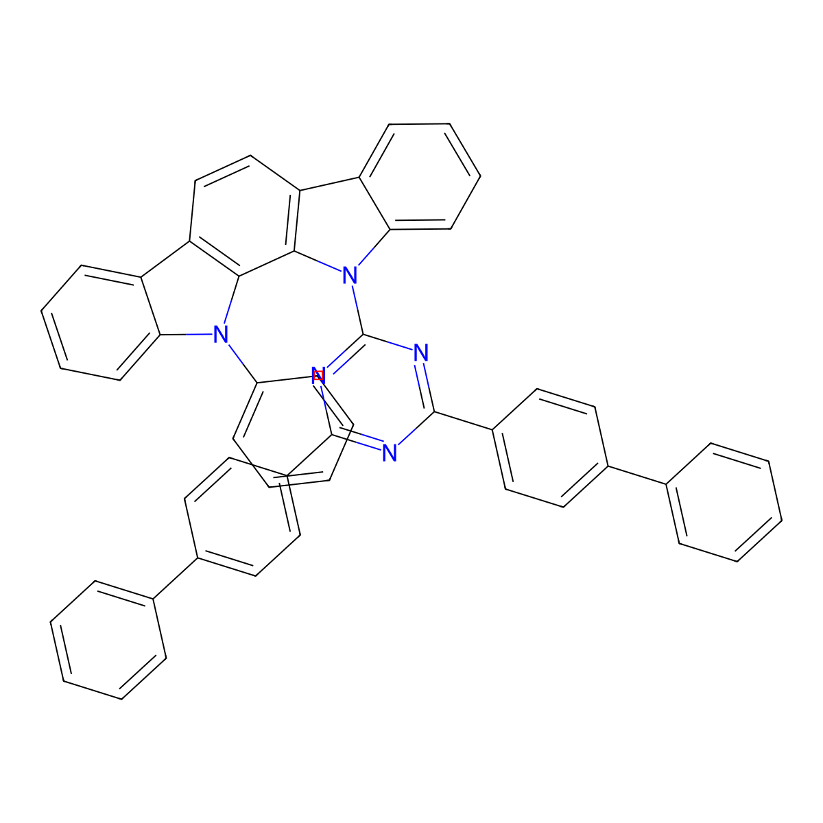 11-(4,6-Di([1,1'-biphenyl]-4-yl)-1,3,5-triazin-2-yl)-12-phenyl-11,12-dihydroindolo[2,3-a]carbazole molecular structure, CAS 1663489-47-1
