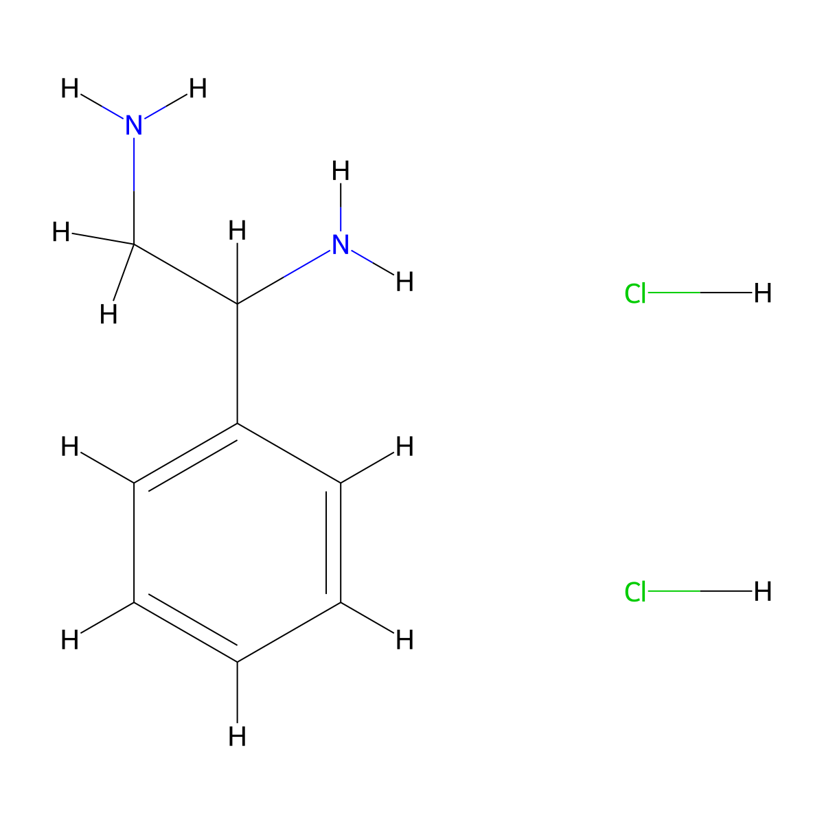 1-Phenylethane-1,2-diamine dihydrochloride molecular structure, CAS 16635-94-2