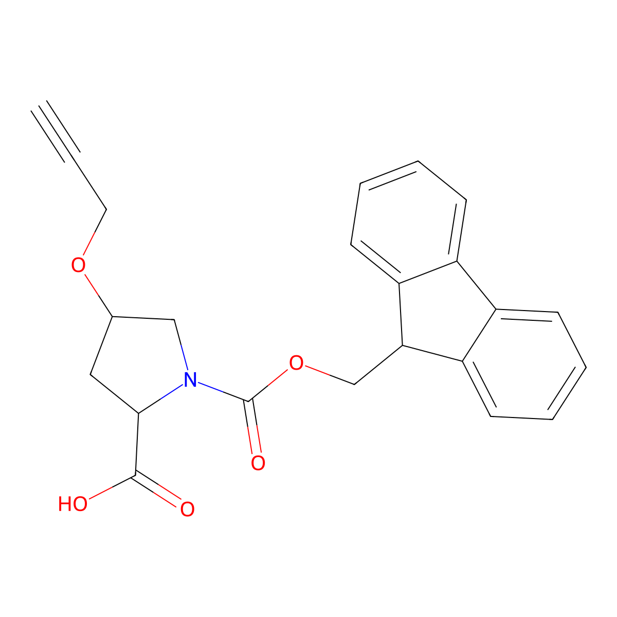 (4R)-1-Fmoc-4-(2-propyn-1-yloxy)-L-proline molecular structure, CAS 1663508-90-4