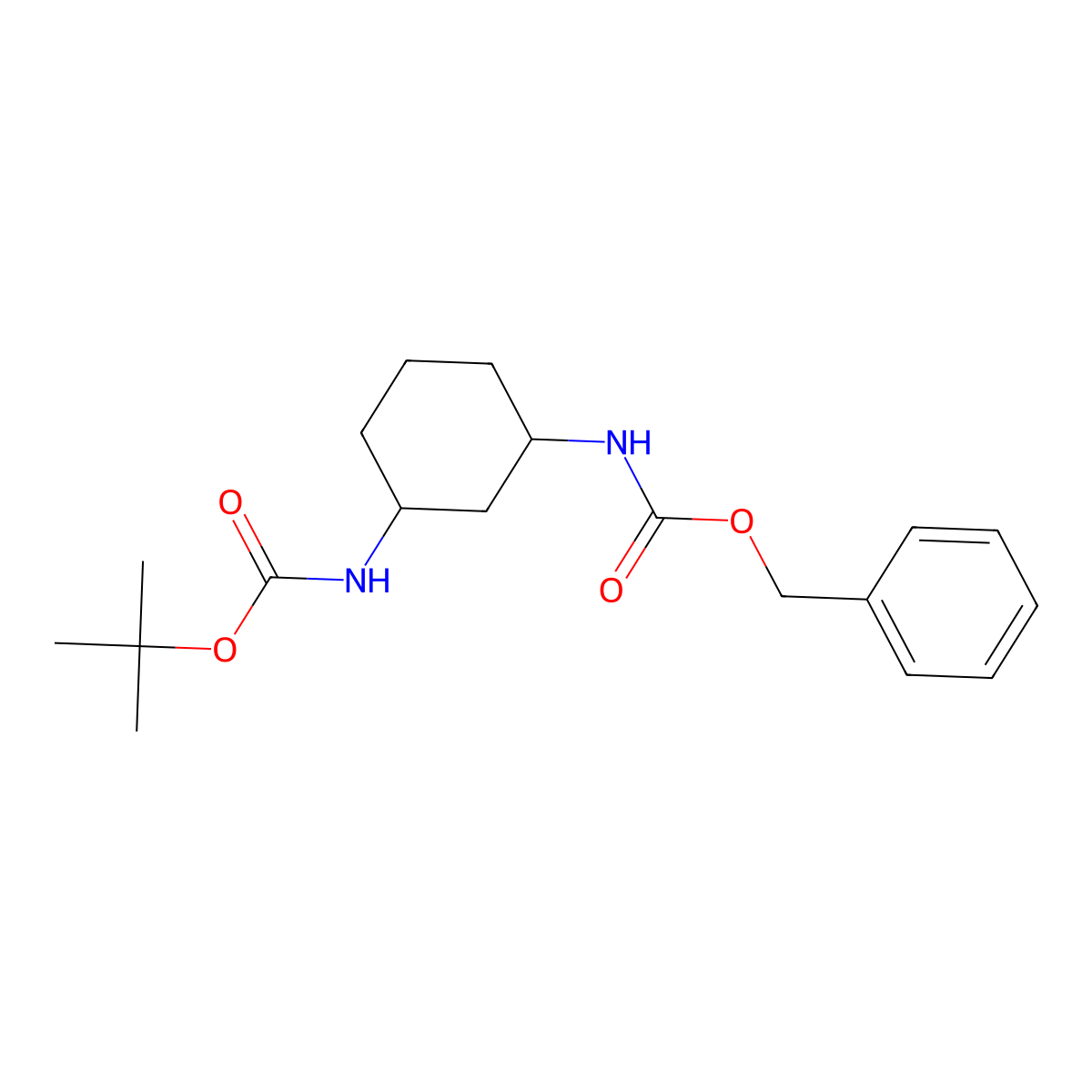 Benzyl tert-butyl cyclohexane-1,3-diyldicarbamate molecular structure, CAS 1663511-17-8