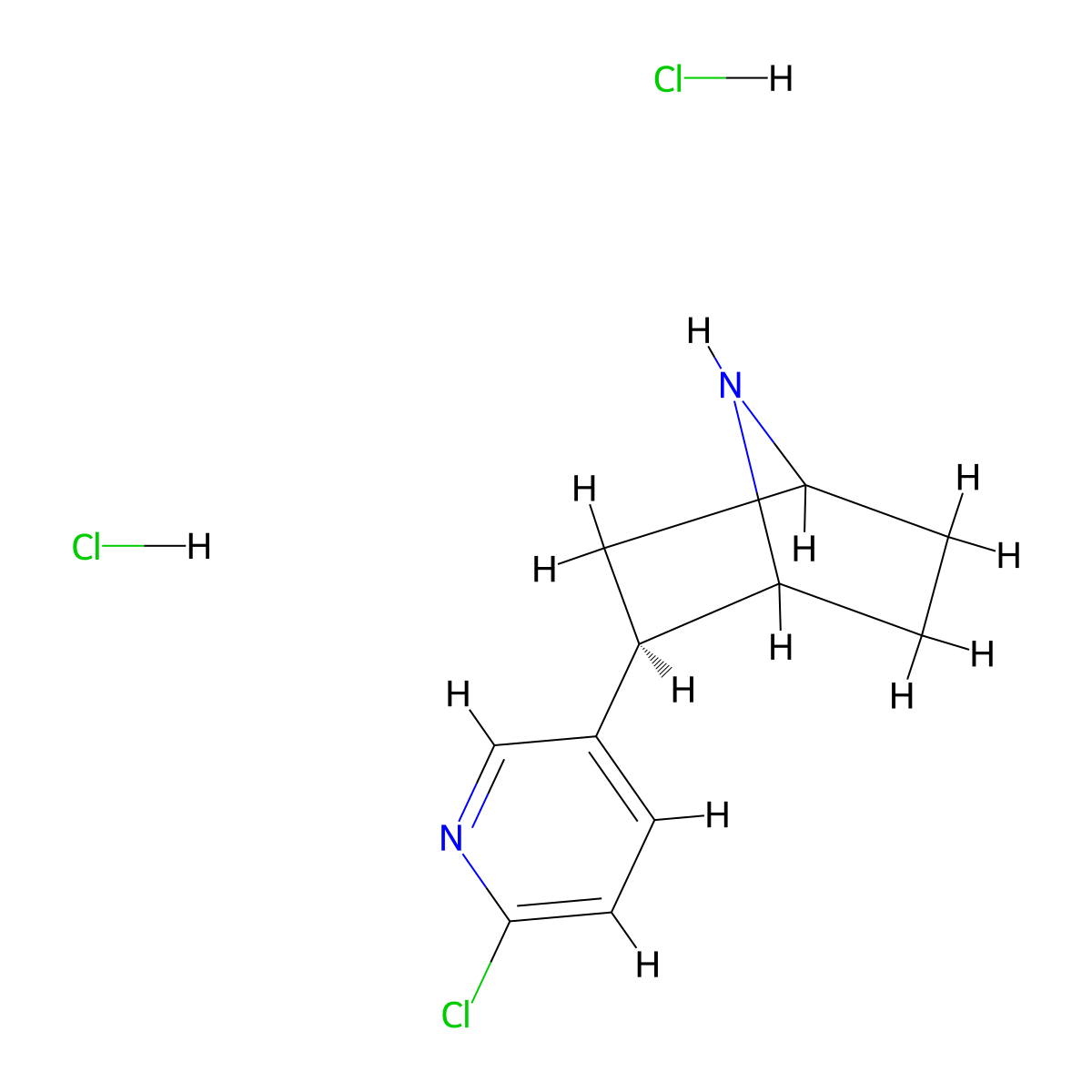 (2R)-2-(6-chloro-3-pyridinyl)-7-azabicyclo[2.2.1]heptane;dihydrochloride molecular structure, CAS 166374-43-2
