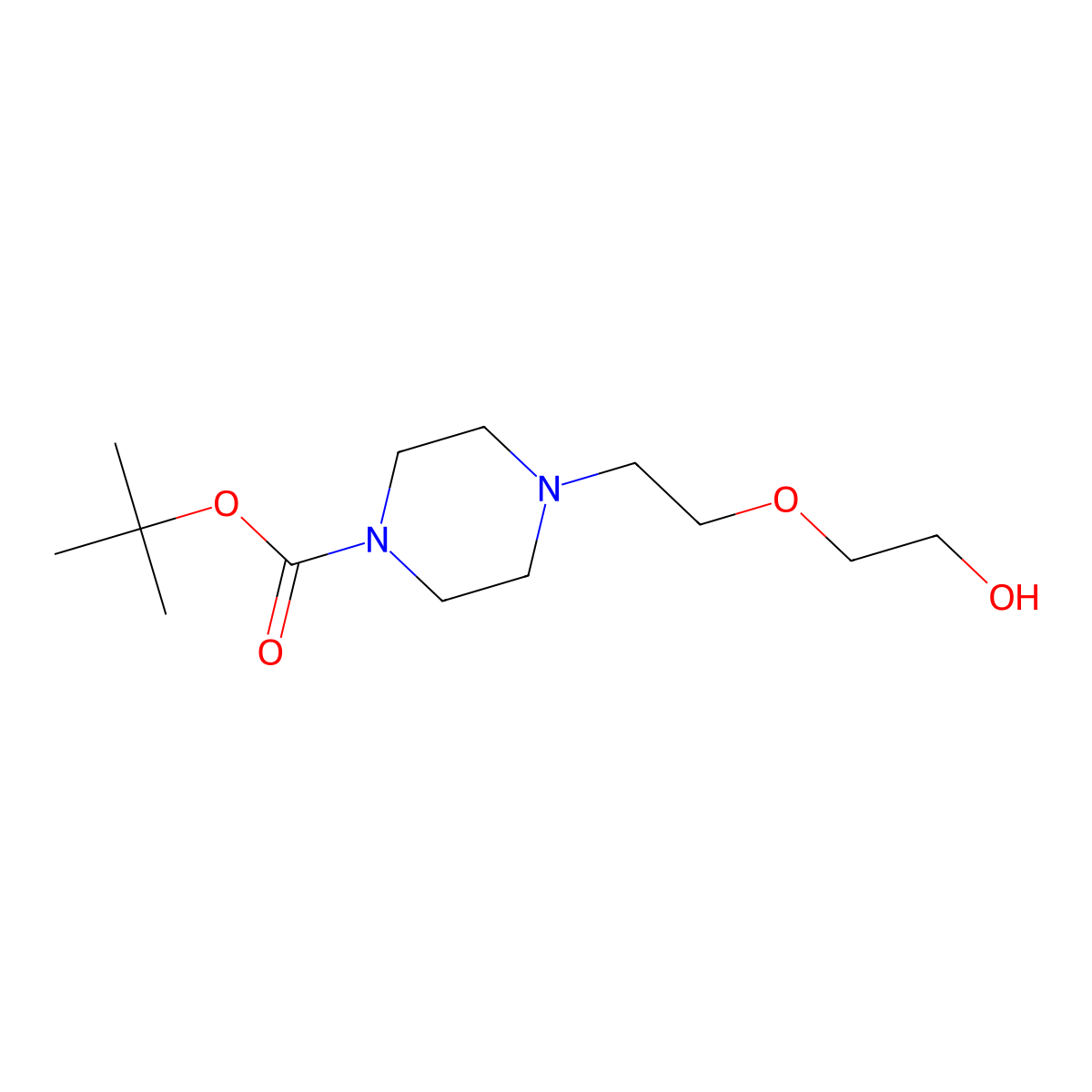 Tert-butyl 4-(2-(2-hydroxyethoxy)ethyl)piperazine-1-carboxylate molecular structure, CAS 166388-52-9