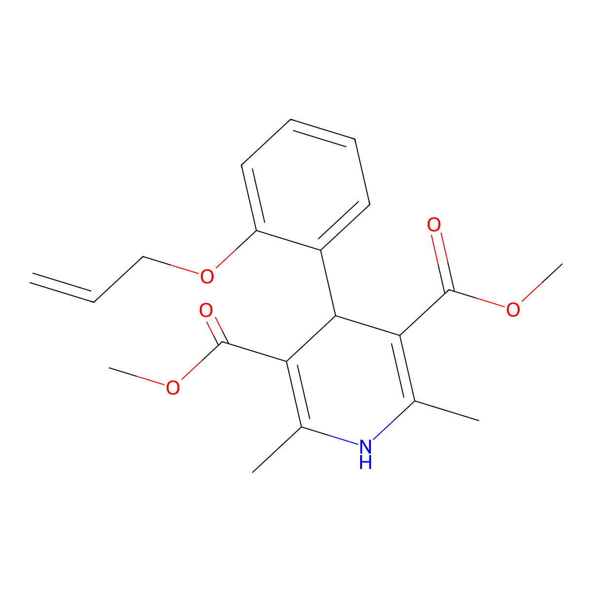Dimethyl 2,6-dimethyl-4-[2-(prop-2-en-1-yloxy)phenyl]-1,4-dihydropyridine-3,5-dicarboxylate molecular structure, CAS 166392-21-8