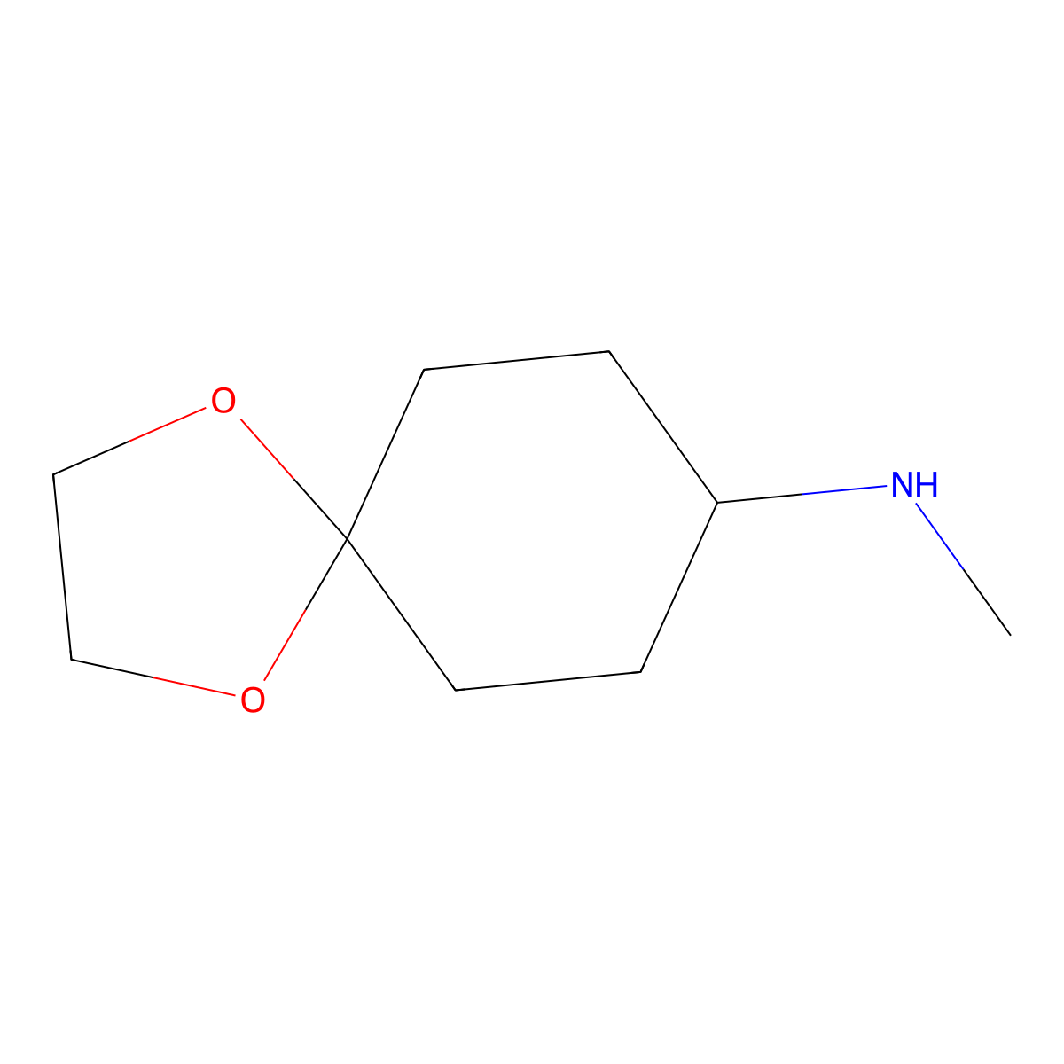 N-methyl-1,4-dioxaspiro(4.5)decan-8-amine molecular structure, CAS 166398-41-0