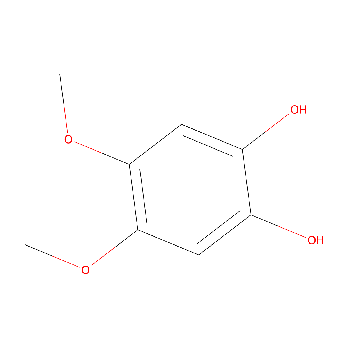 4,5-Dimethoxybenzene-1,2-diol molecular structure, CAS 1664-27-3