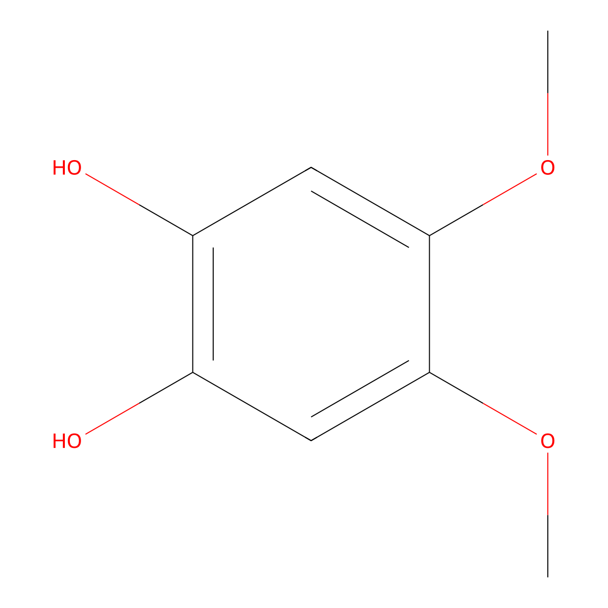 4,5-Dimethoxybenzene-1,2-diol molecular structure, CAS 1664-27-3