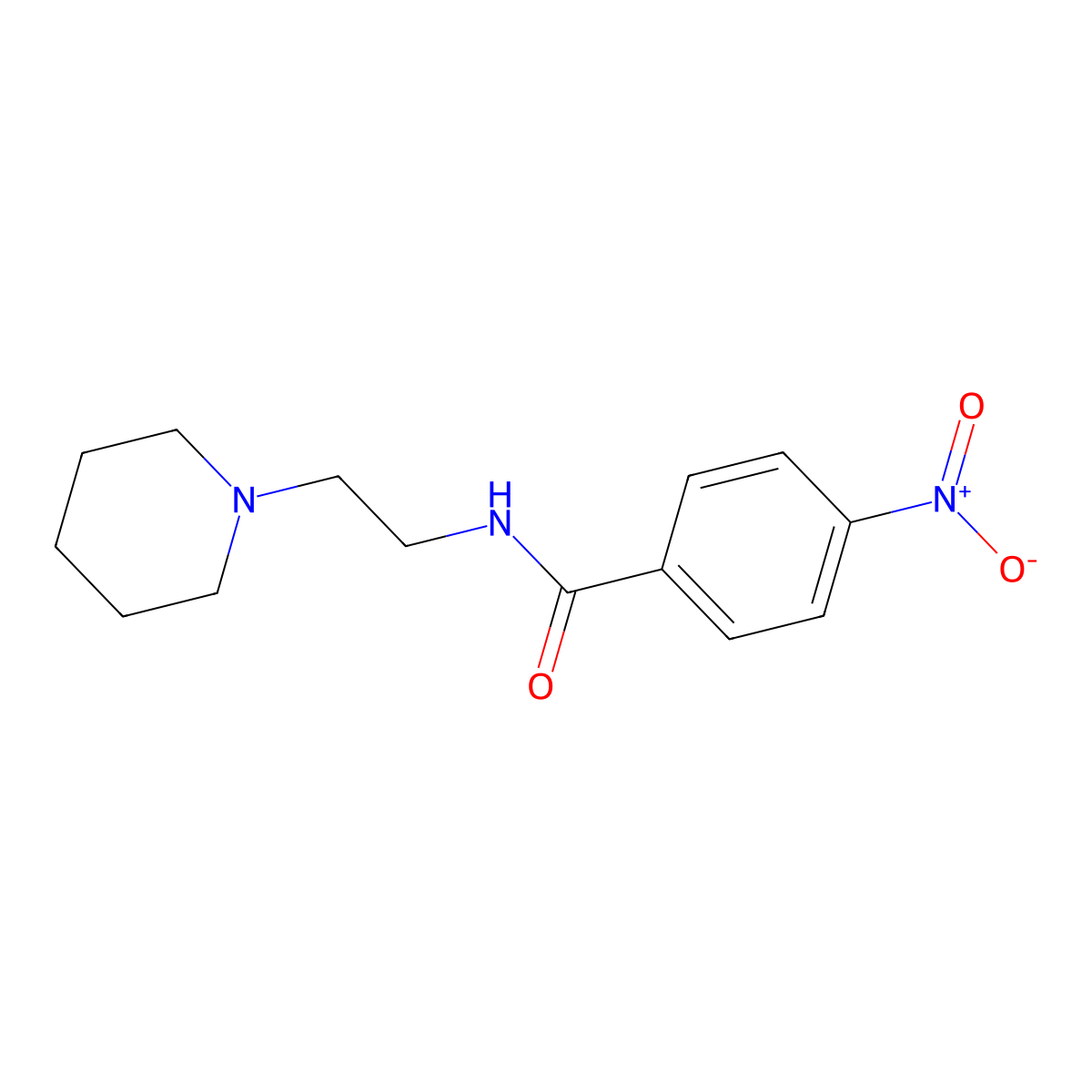 4-Nitro-N-(2-(piperidin-1-yl)ethyl)benzamide molecular structure, CAS 1664-31-9