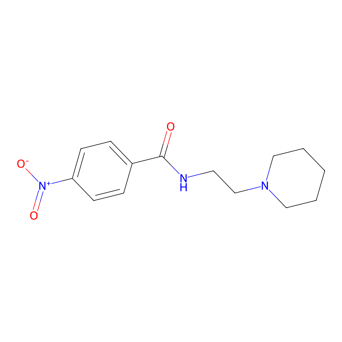 4-Nitro-N-(2-(piperidin-1-yl)ethyl)benzamide molecular structure, CAS 1664-31-9