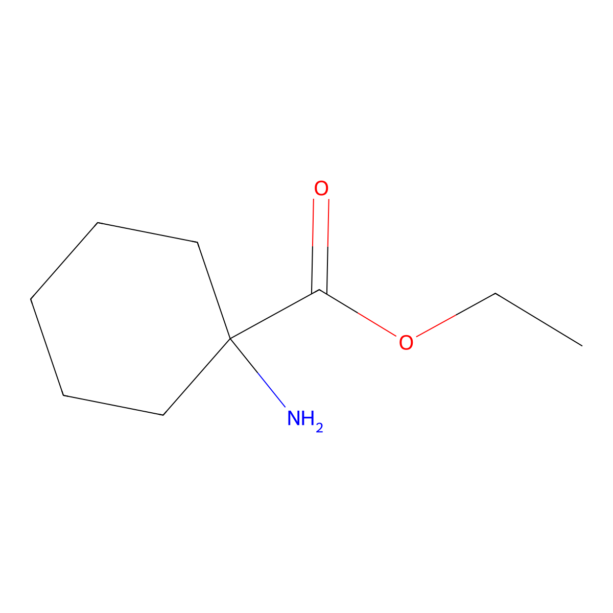 Ethyl 1-aminocyclohexanecarboxylate molecular structure, CAS 1664-34-2