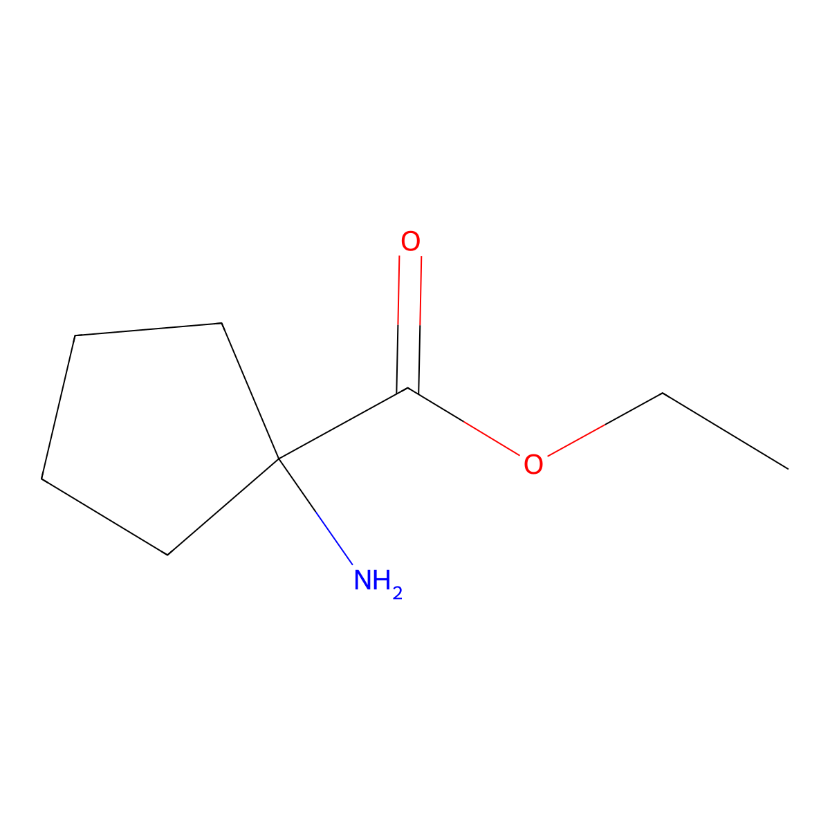 Cyclopentanecarboxylic acid, 1-amino-, ethyl ester molecular structure, CAS 1664-35-3