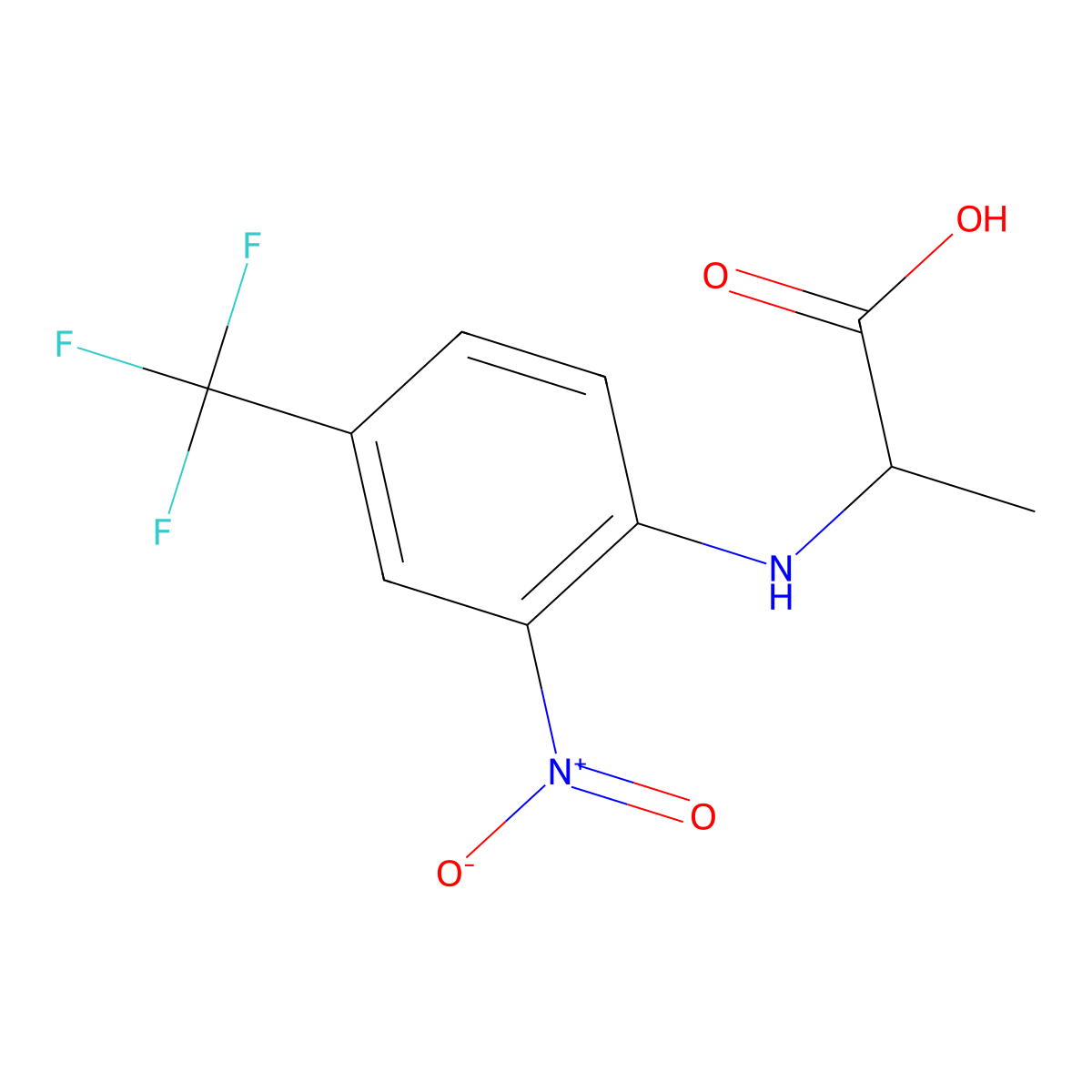 2-{[2-Nitro-4-(trifluoromethyl)phenyl]amino}propanoic acid molecular structure, CAS 166402-54-6