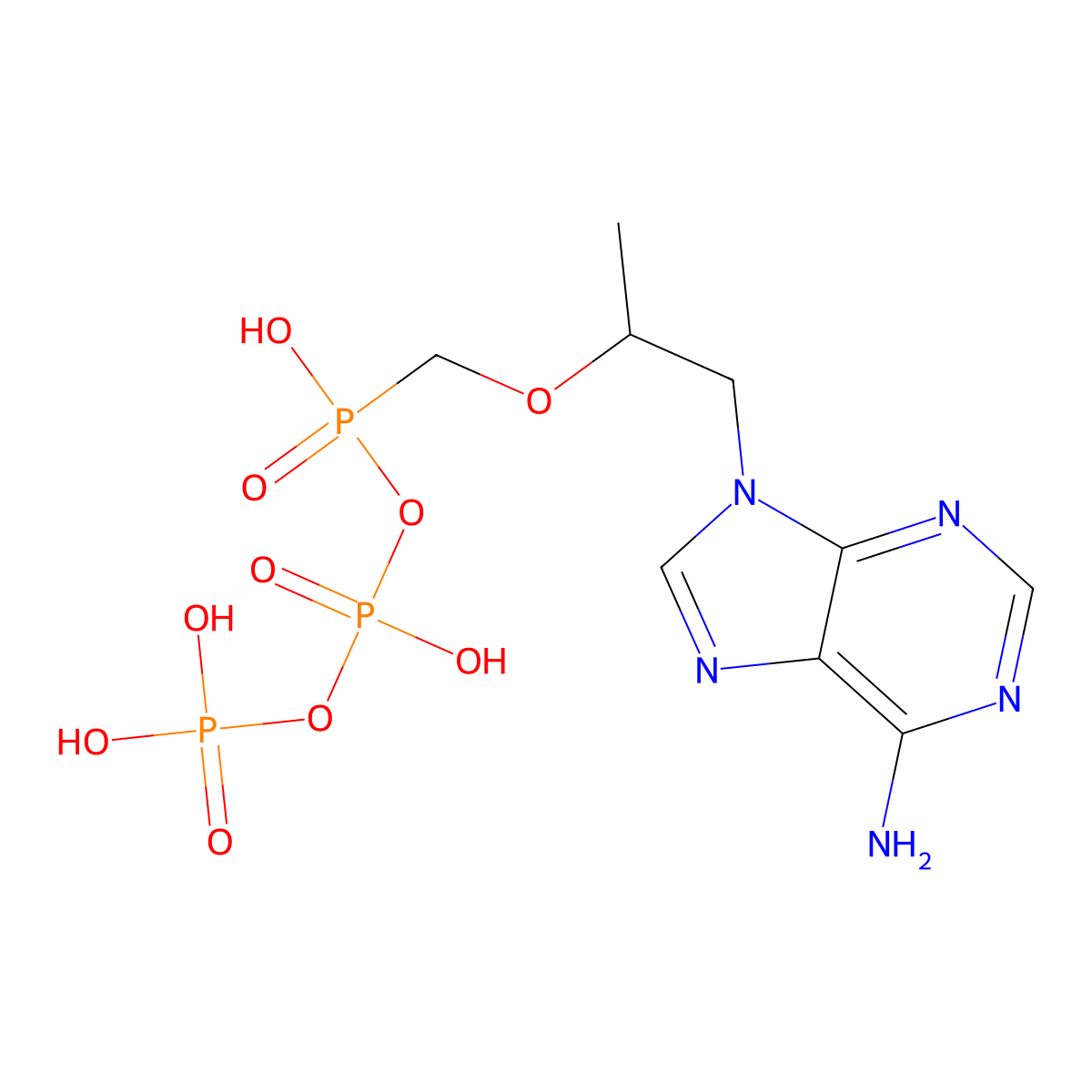 Tenofovir diphosphate molecular structure, CAS 166403-66-3