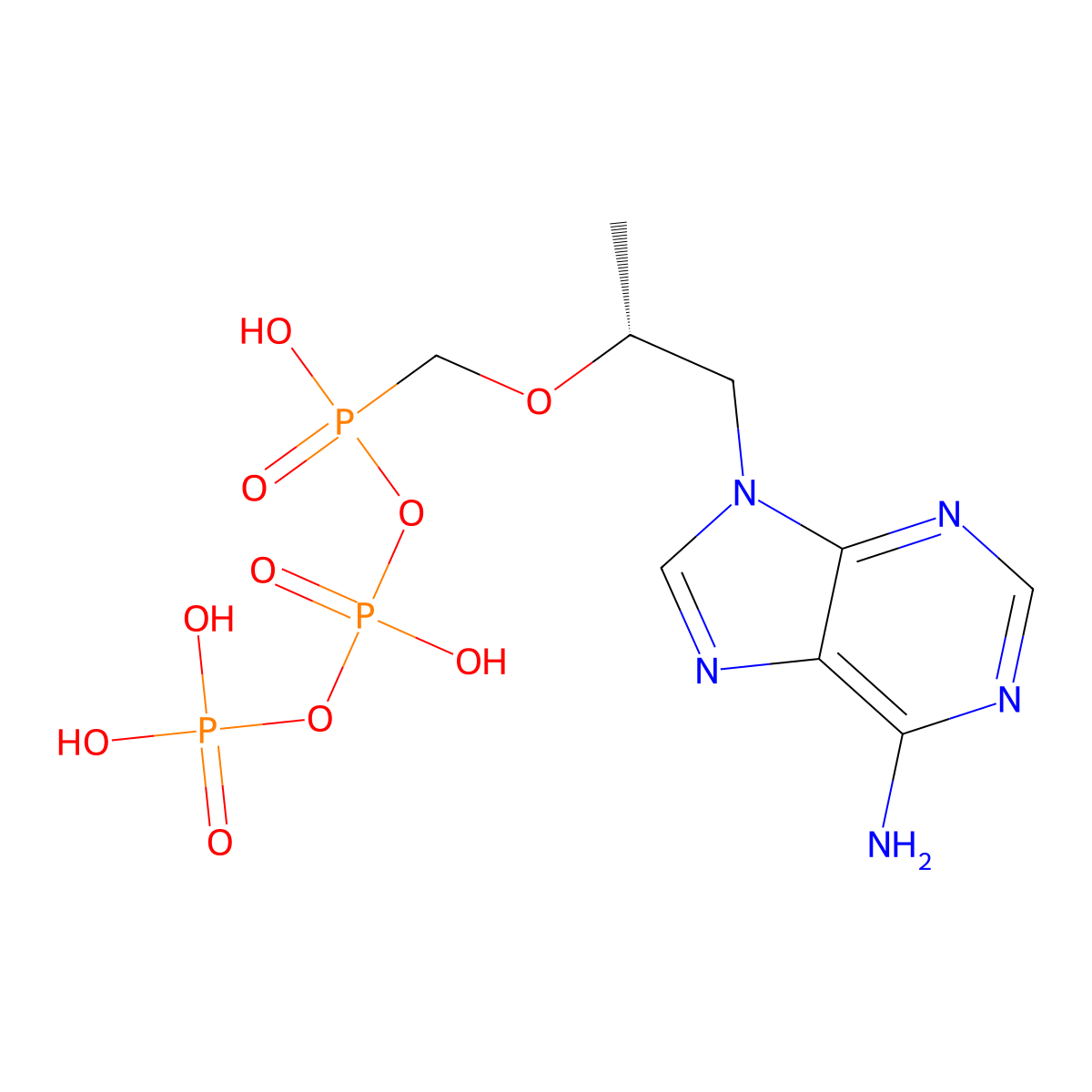 Tenofovir diphosphate molecular structure, CAS 166403-66-3
