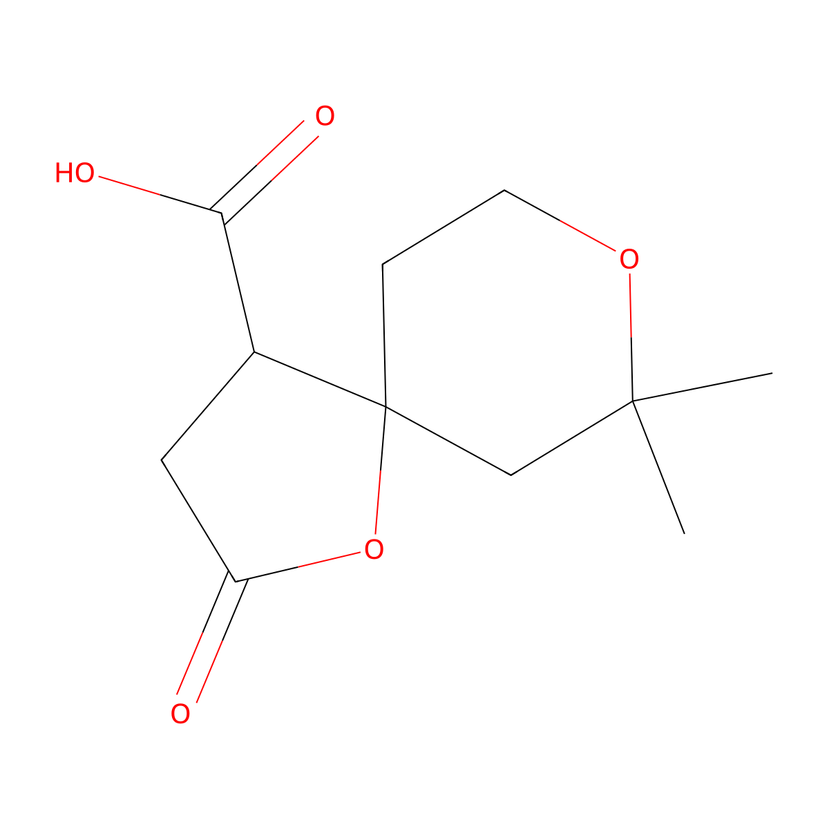 7,7-Dimethyl-2-oxo-1,8-dioxa-spiro[4.5]decane-4-carboxylic acid molecular structure, CAS 166411-51-4