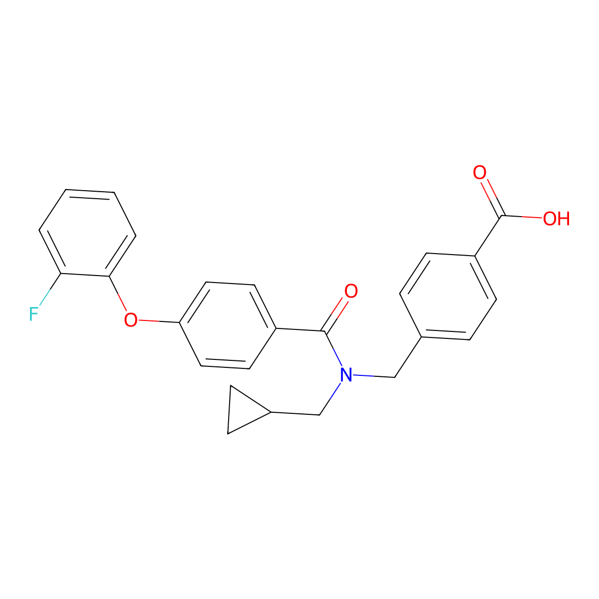 4-((N-(Cyclopropylmethyl)-4-(2-fluorophenoxy)benzamido)methyl)benzoic acid molecular structure, CAS 1664335-55-0