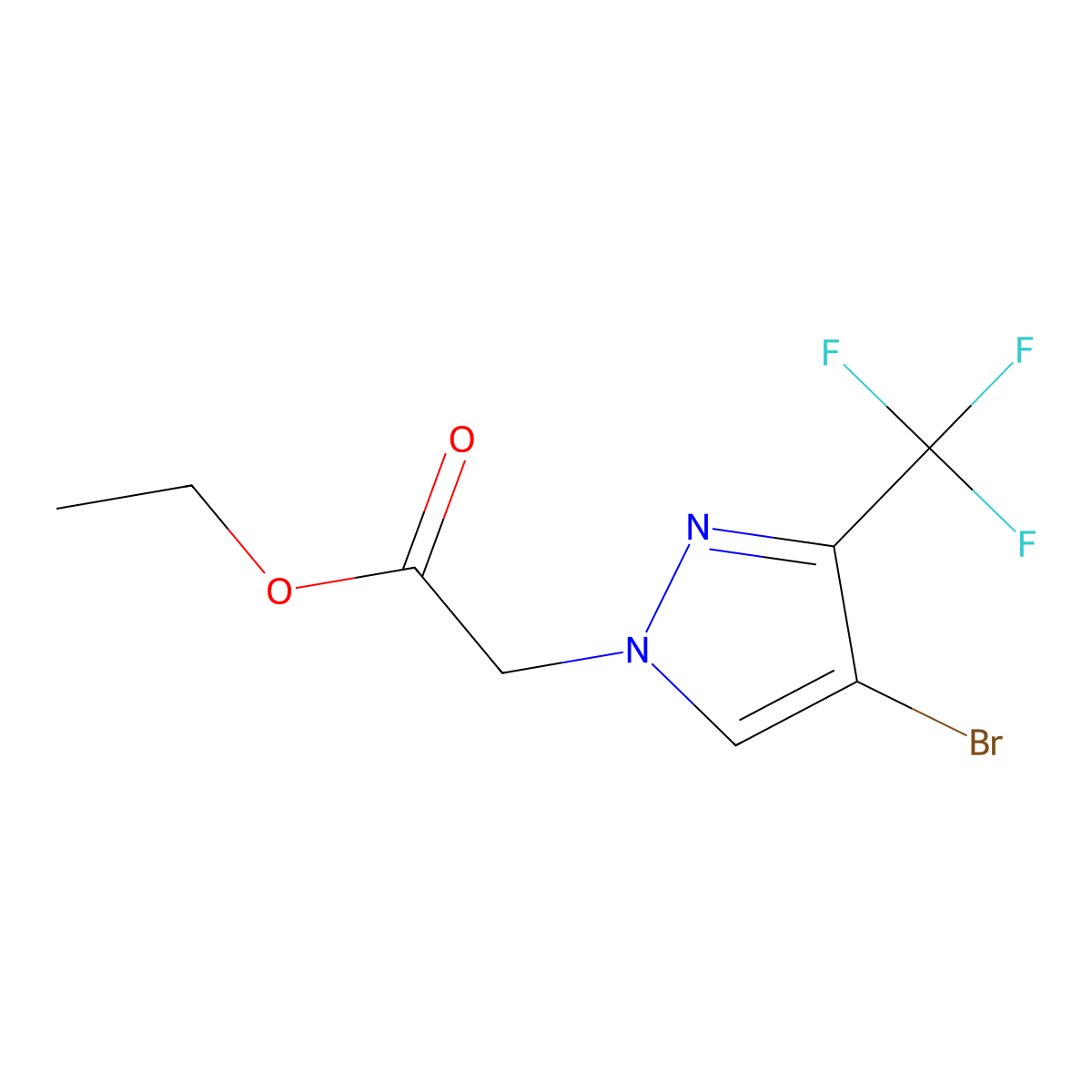 Ethyl 2-[4-bromo-3-(trifluoromethyl)pyrazol-1-yl]acetate molecular structure, CAS 1664353-02-9