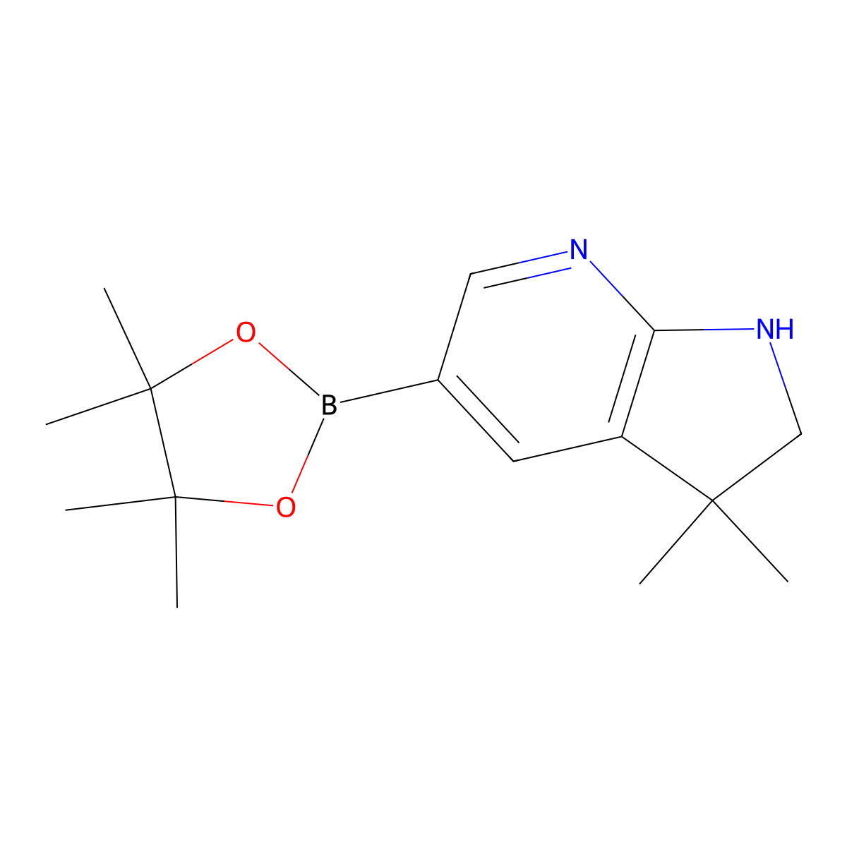 3,3-Dimethyl-5-(4,4,5,5-tetramethyl-1,3,2-dioxaborolan-2-yl)-1,2-dihydropyrrolo[2,3-b]pyridine molecular structure, CAS 1664370-97-1