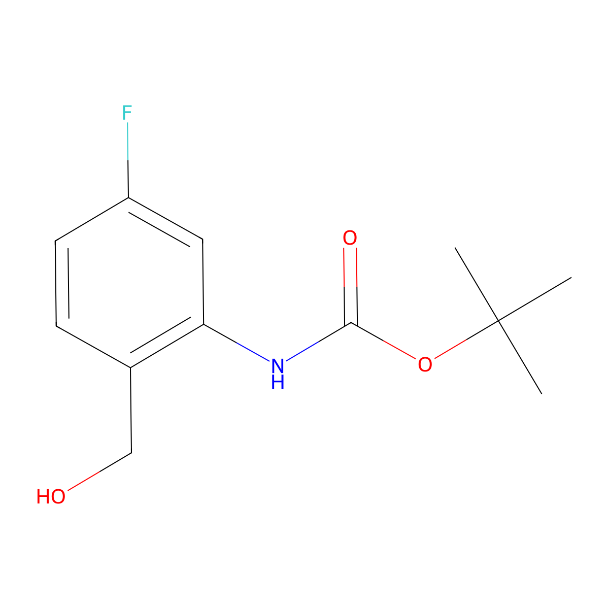 tert-butyl N-[5-fluoro-2-(hydroxymethyl)phenyl]carbamate molecular structure, CAS 1664374-22-4