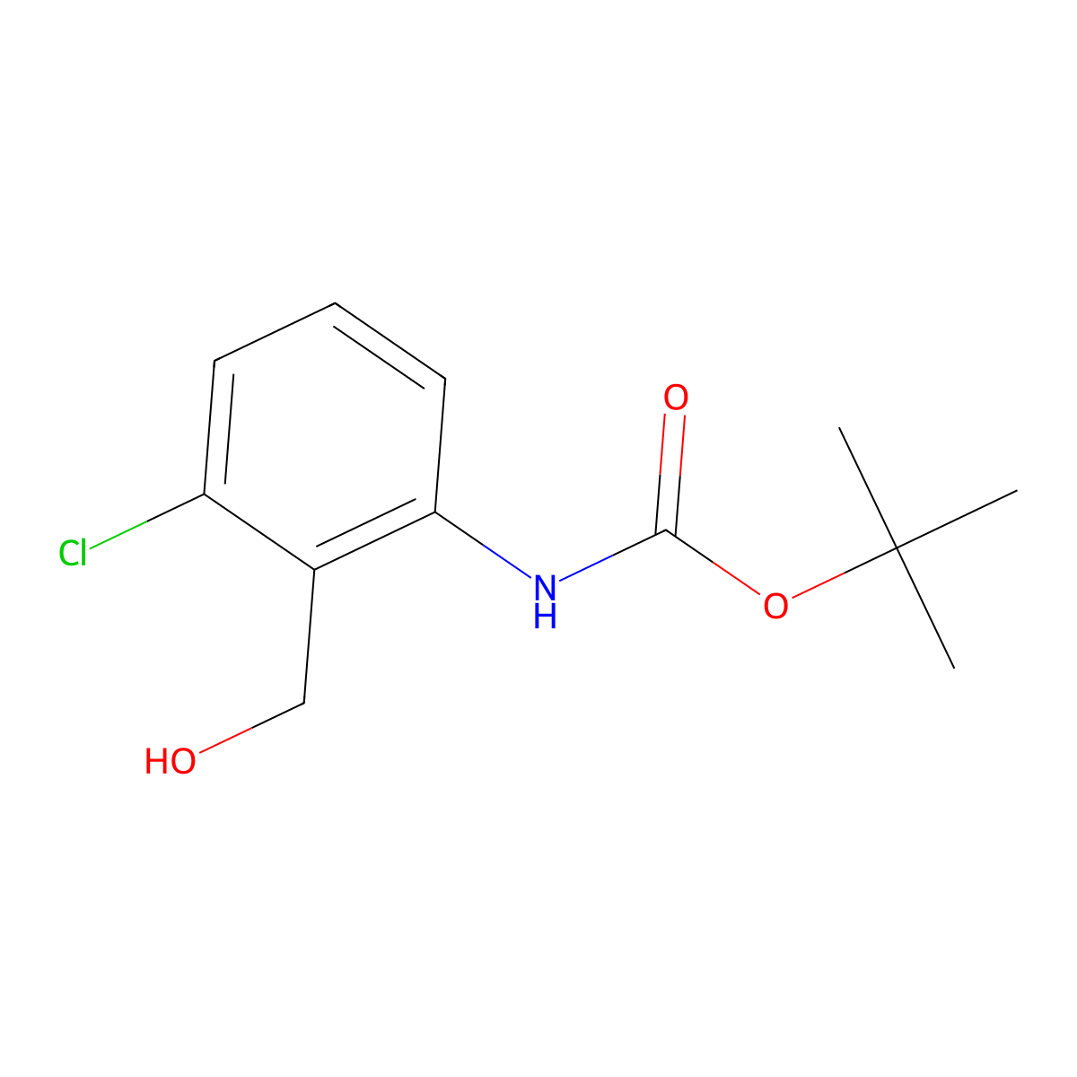 tert-butyl N-[3-chloro-2-(hydroxymethyl)phenyl]carbamate molecular structure, CAS 1664374-67-7