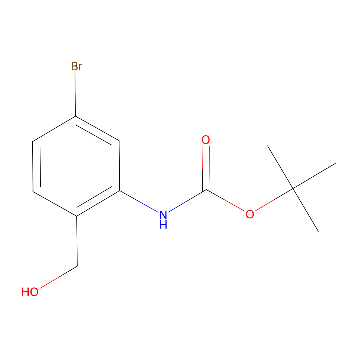 tert-Butyl (5-bromo-2-(hydroxymethyl)phenyl)carbamate molecular structure, CAS 1664374-88-2