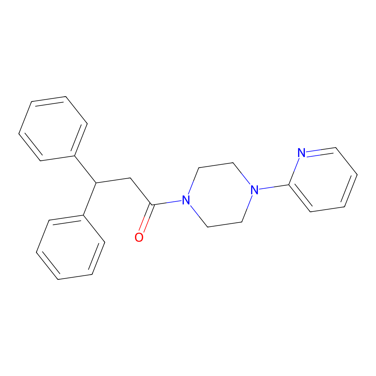 3,3-Diphenyl-1-(4-pyridin-2-ylpiperazin-1-yl)propan-1-one molecular structure, CAS 166438-05-7