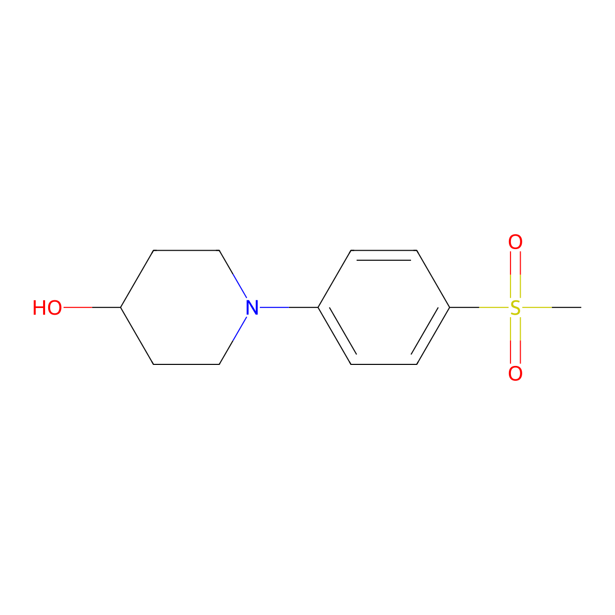 1-(4-(Methylsulfonyl)phenyl)piperidin-4-ol molecular structure, CAS 166438-65-9