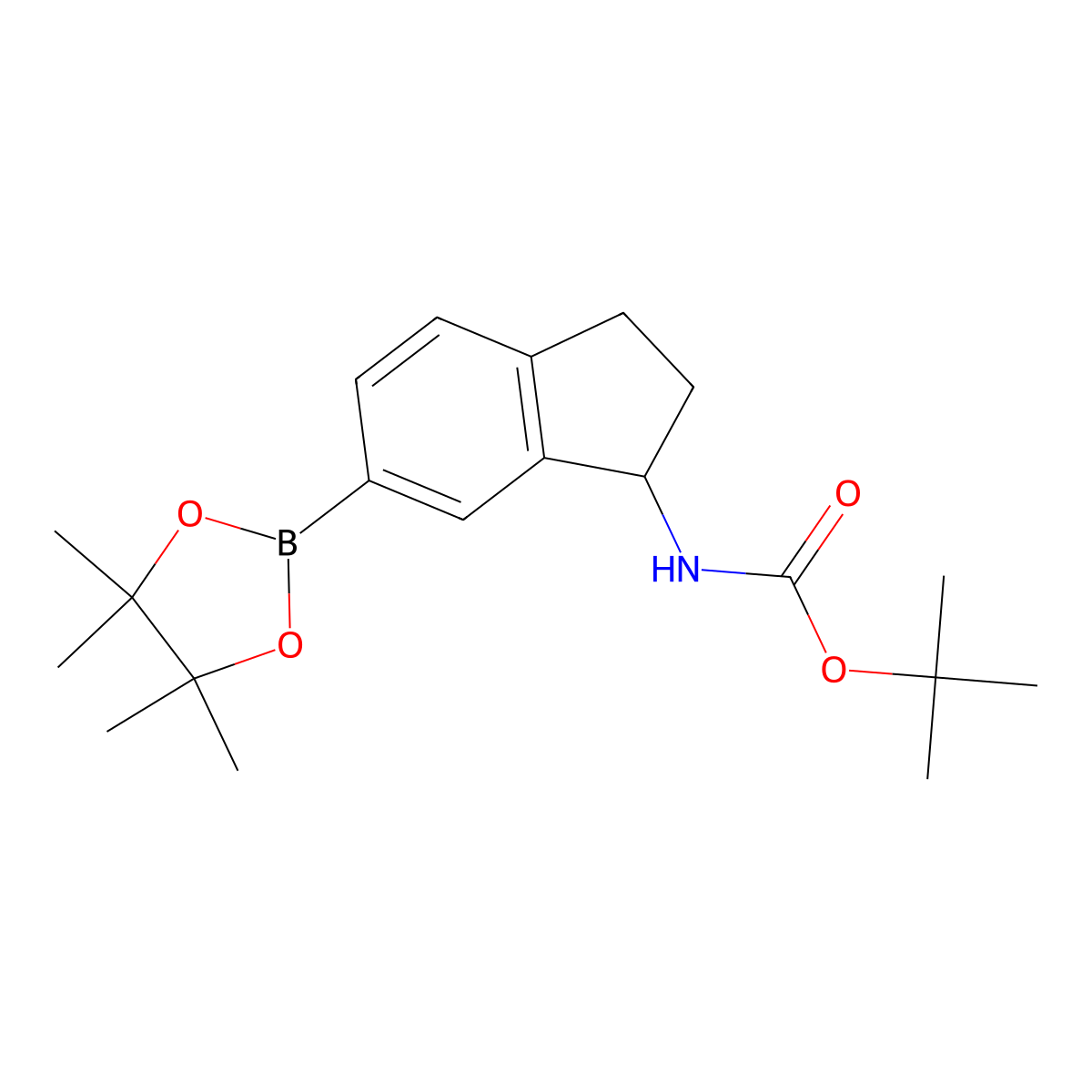 tert-butyl N-[6-(4,4,5,5-tetramethyl-1,3,2-dioxaborolan-2-yl)indan-1-yl]carbamate molecular structure, CAS 1664402-42-9