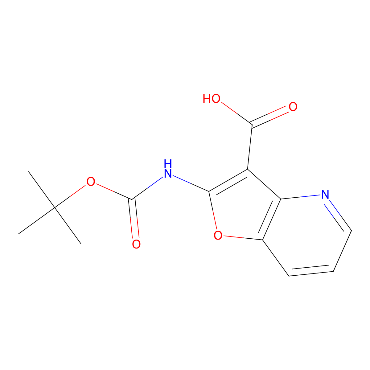 2-{[(Tert-butoxy)carbonyl]amino}furo[3,2-b]pyridine-3-carboxylic acid molecular structure, CAS 1664403-28-4