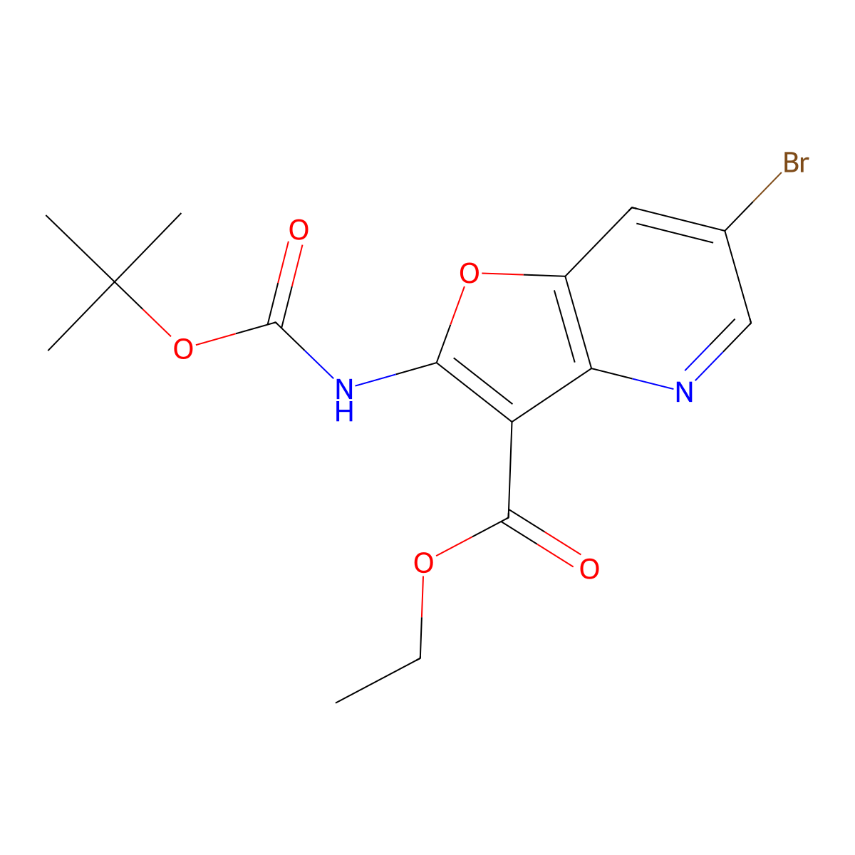 Ethyl 6-bromo-2-{[(tert-butoxy)carbonyl]amino}furo[3,2-b]pyridine-3-carboxylate molecular structure, CAS 1664403-31-9
