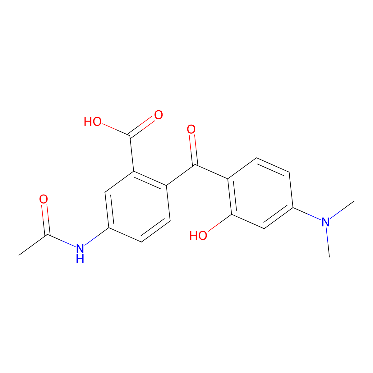 4'-Acetamido-2'-carboxy-4-dimethylamino-2-hydroxybenzophenone molecular structure, CAS 166442-36-0