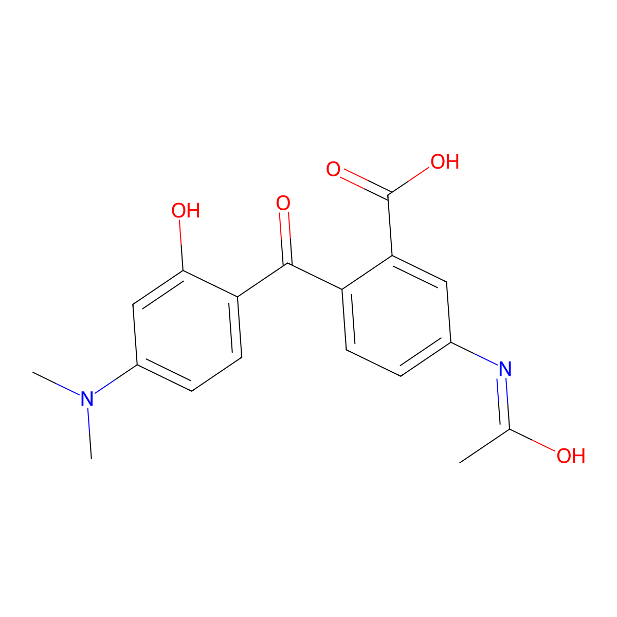 4'-Acetamido-2'-carboxy-4-dimethylamino-2-hydroxybenzophenone molecular structure, CAS 166442-36-0