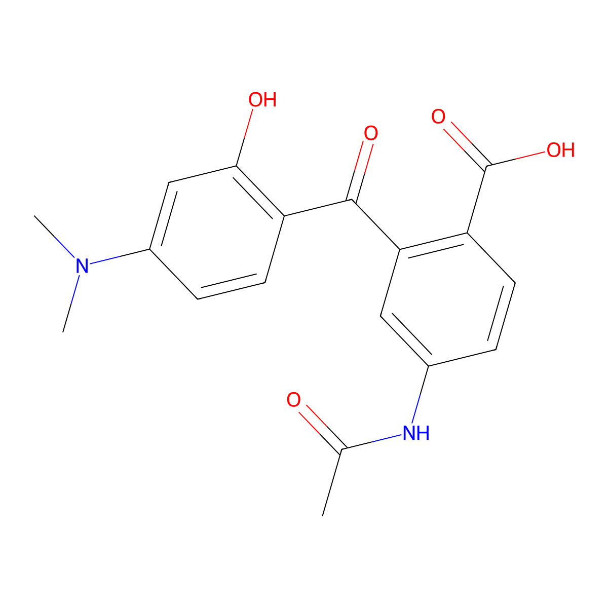 5'-Acetamido-2'-carboxy-4-dimethylamino-2-hydroxybenzophenone molecular structure, CAS 166442-37-1