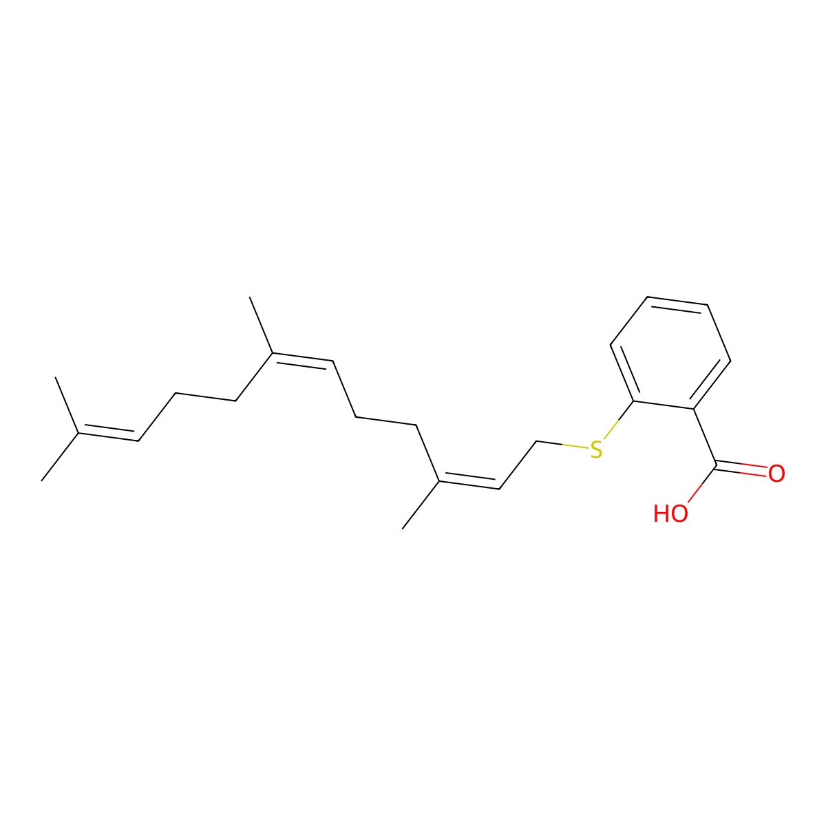 2-(3,7,11-Trimethyldodeca-2,6,10-trienylsulfanyl)benzoic acid molecular structure, CAS 166445-40-5