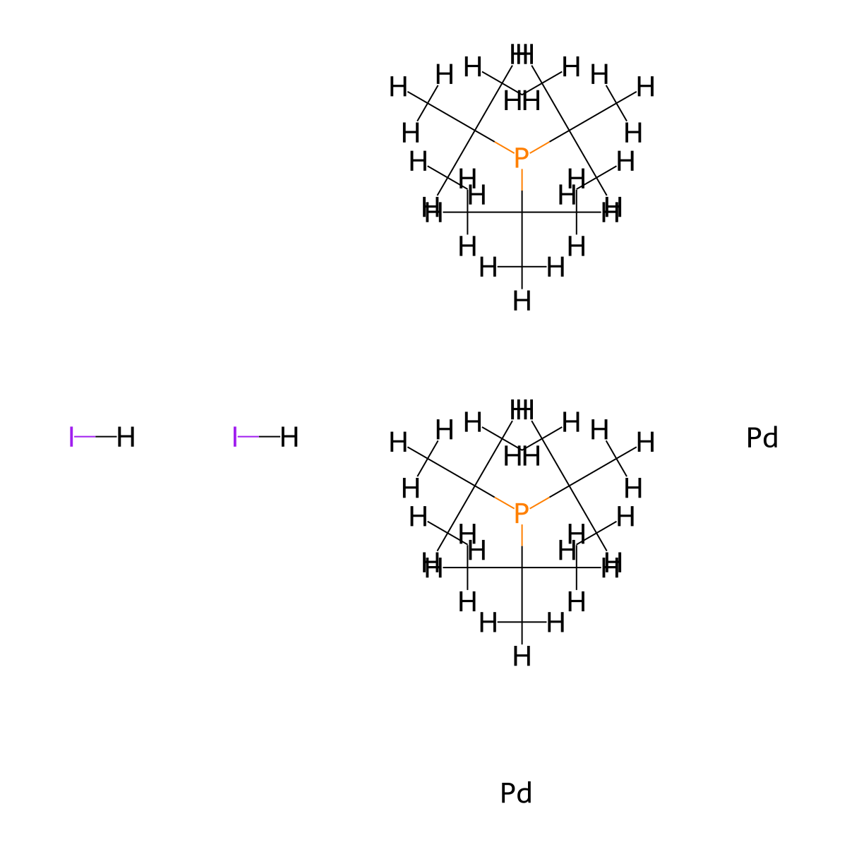 Di-Mu-iodobis(tri-t-butylphosphino)dipalladium(I) molecular structure, CAS 166445-62-1