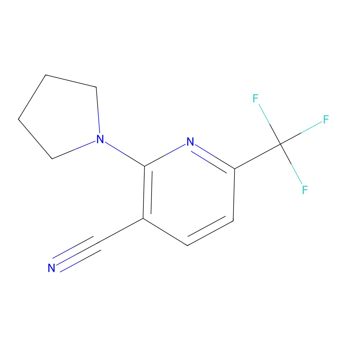2-(1-Pyrrolidinyl)-6-(trifluoromethyl)-3-pyridinecarbonitrile molecular structure, CAS 166451-04-3