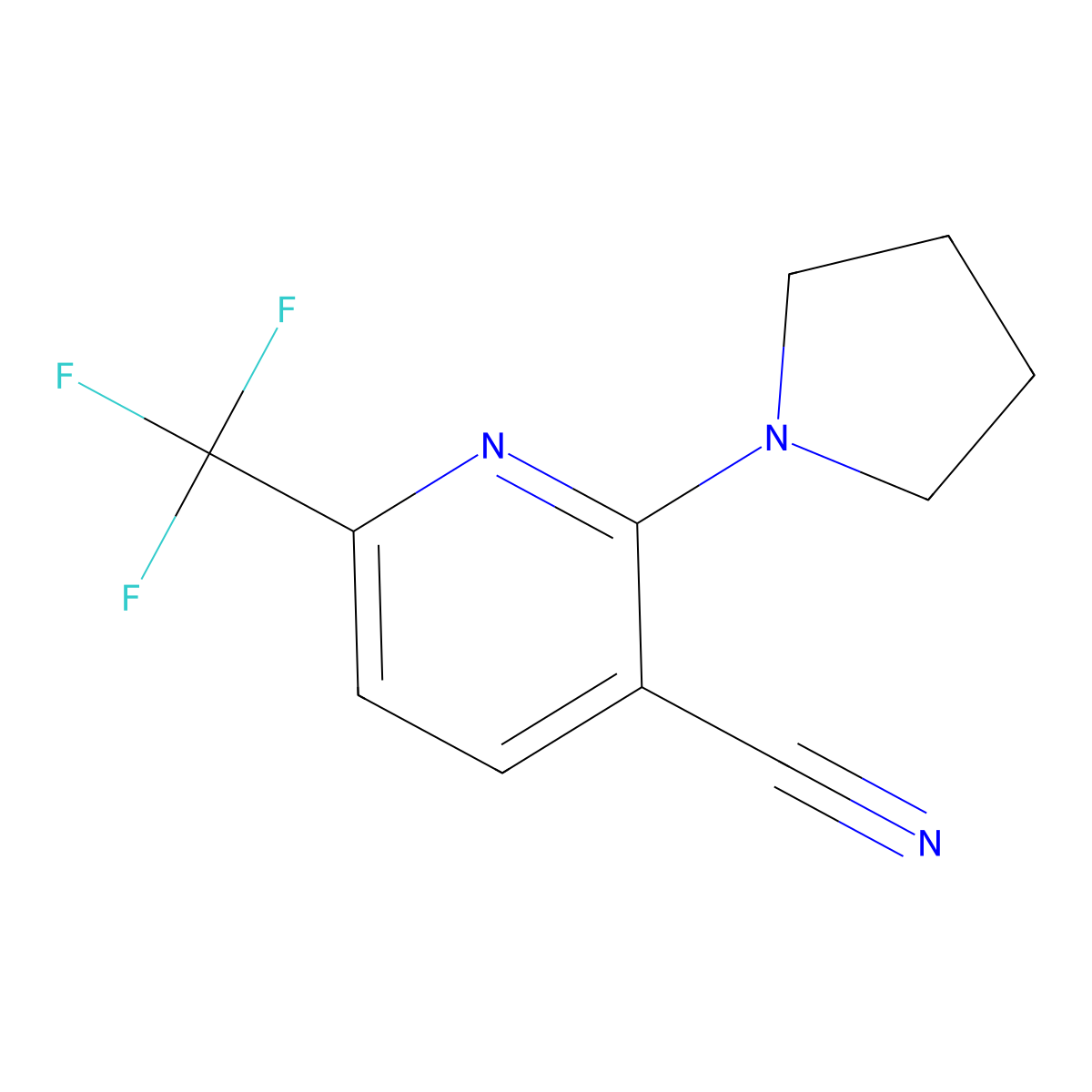 2-(1-Pyrrolidinyl)-6-(trifluoromethyl)-3-pyridinecarbonitrile molecular structure, CAS 166451-04-3